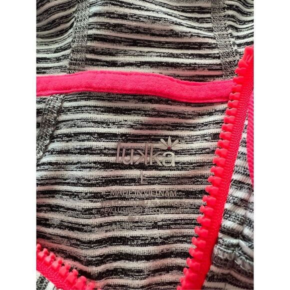 Lukka Grey Striped Full Zip Hoodie Woman’s Size Large - Picture 7 of 12